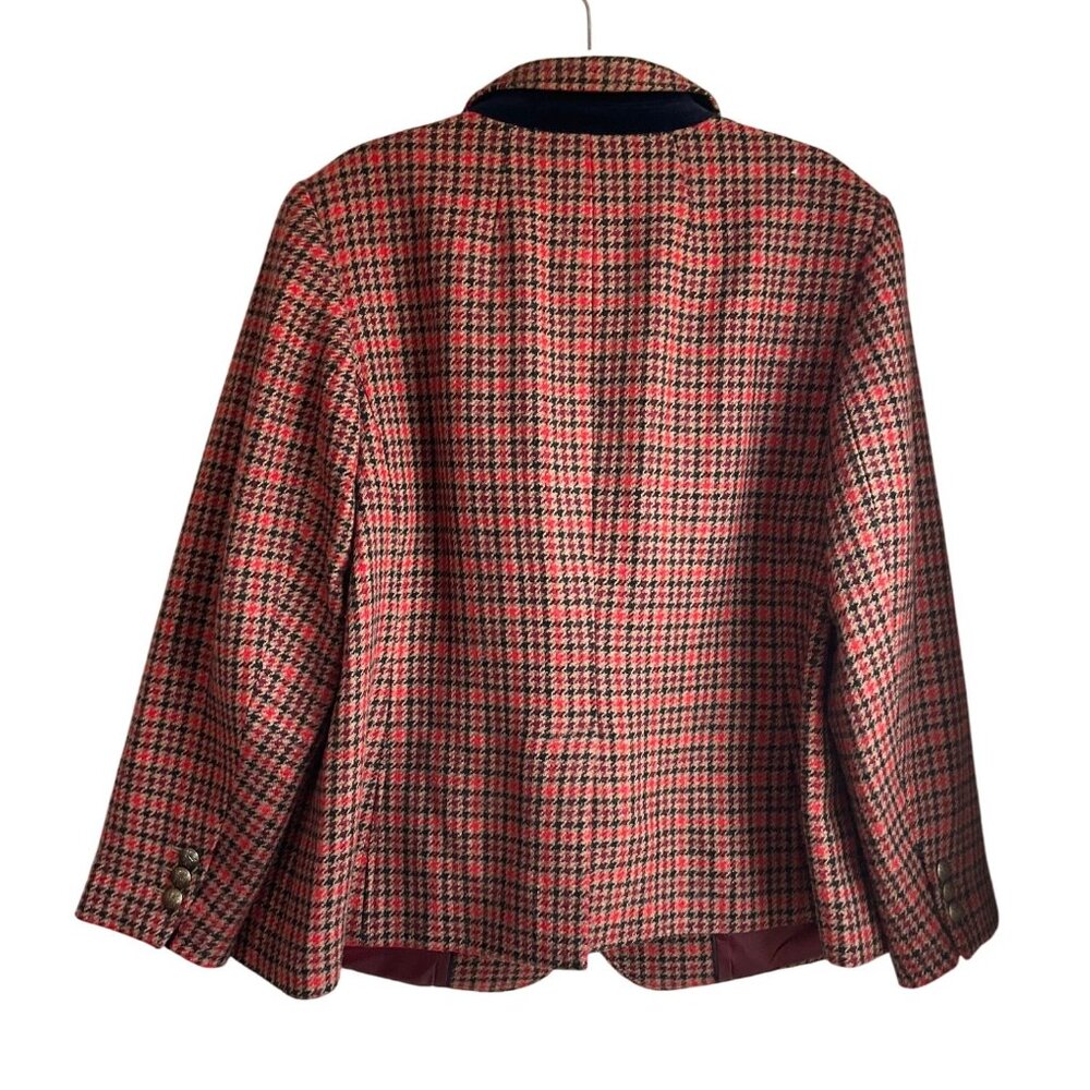 Talbots 20W Aberdeen Blazer Houndstooth Wool Bl Burgundy Old Money Classic - Picture 2 of 14
